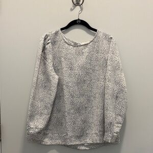LOFT Black and White Dotted Blouse